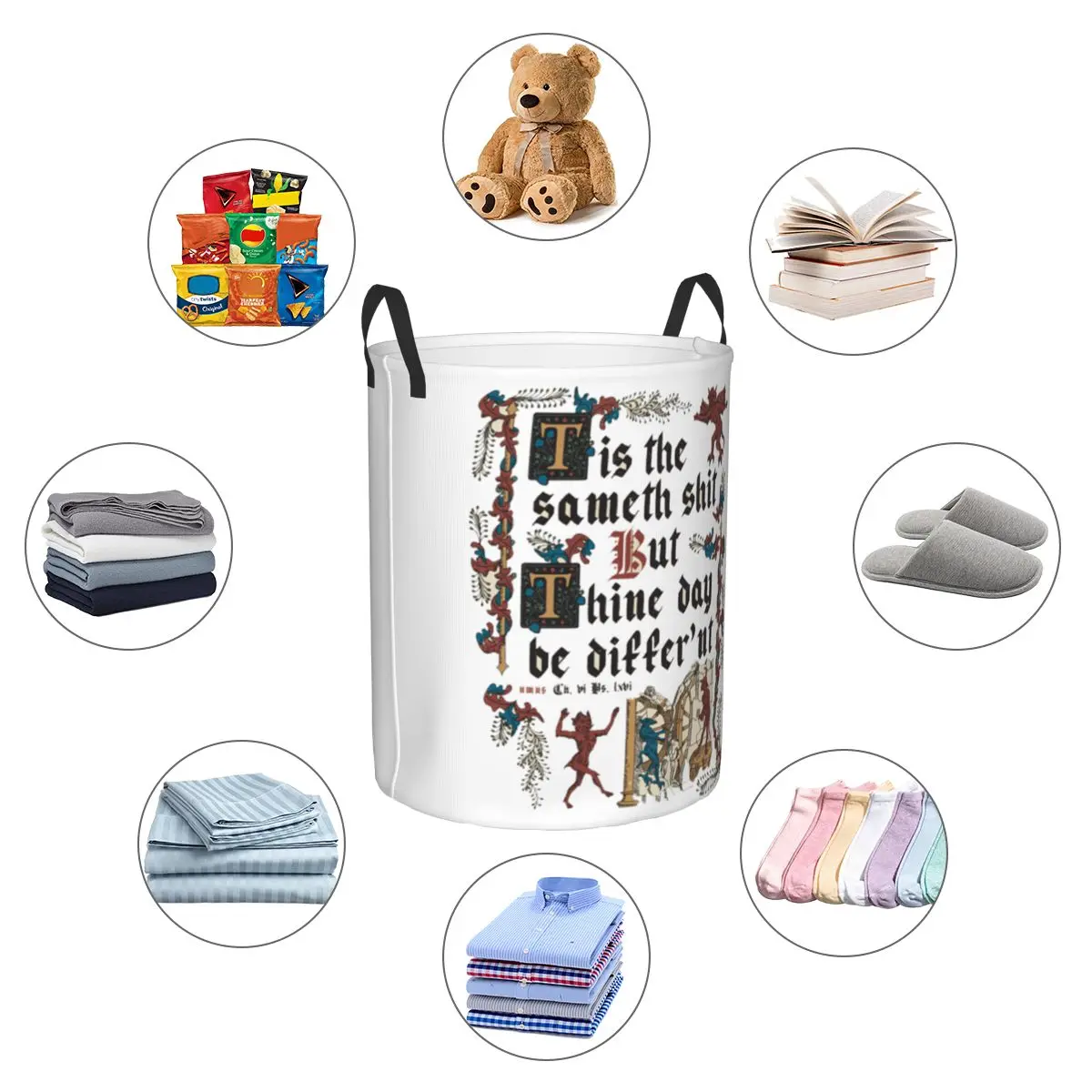نفس القرف القرون الوسطى نمط الإنجليزية التاريخ سلال الغسيل القذرة طوي كبيرة مقاوم للماء الملابس اللعب سلة للأطفال المنزل #5