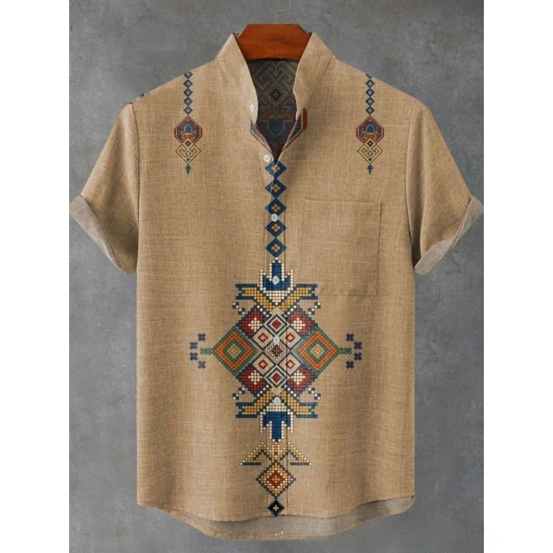 Chemise boutonnée à manches courtes pour hommes, imprimé d'art de tournesol vintage, poches Harajuku, streetwear hipster, chemises décontractées, vêtements pour hommes