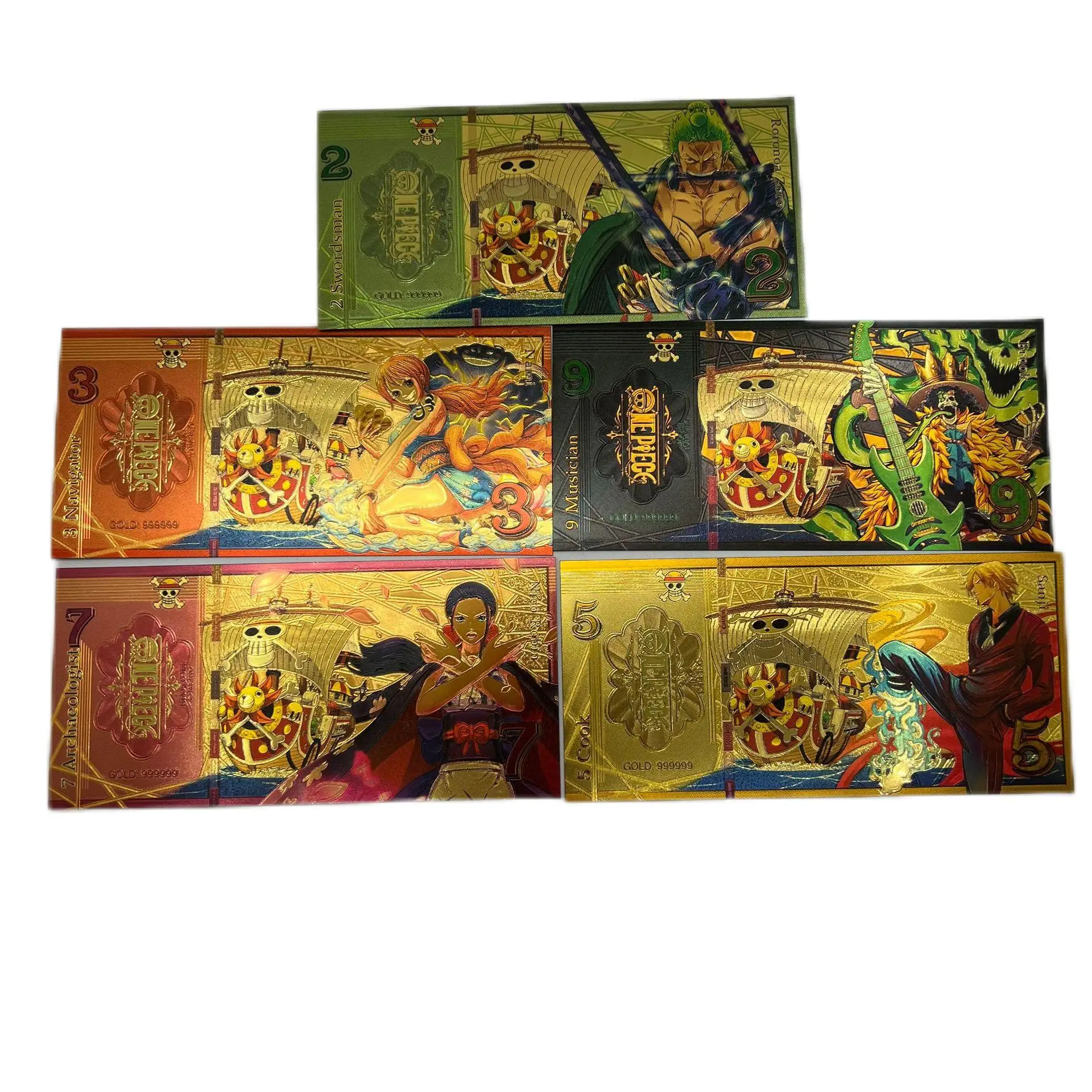 Anime One Piece Figure Colored Commemorative Coins Collection Card The Fifth Sea Emperor Series 3D Toys