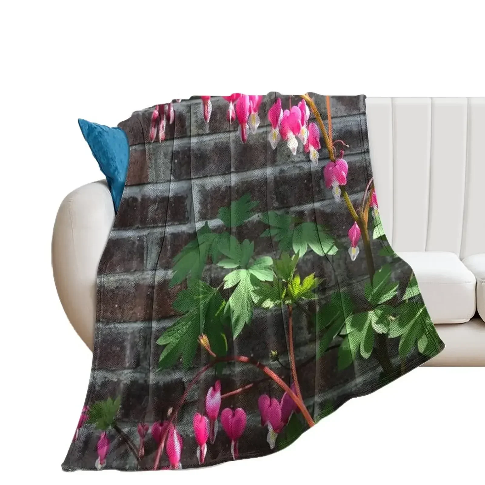 

Cute Pink Flowers - Bleeding Heart Throw Blanket Large Beautifuls Luxury Designer Luxury Blankets