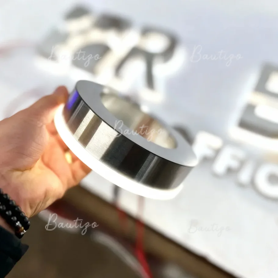 Custom Led Sign Wall Company Backlit 3D Letter Business Aesthetic Advertising Signboard Illuminated Arctic Feather Letter Logo