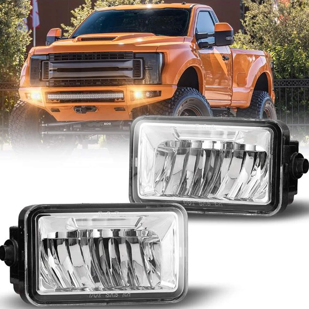 

2Pcs LED Fog Lights Assembly Rectangle Lamps Clear Lens Pair For 2015 2016 2017 2018 Ford F-150 Car Accessories