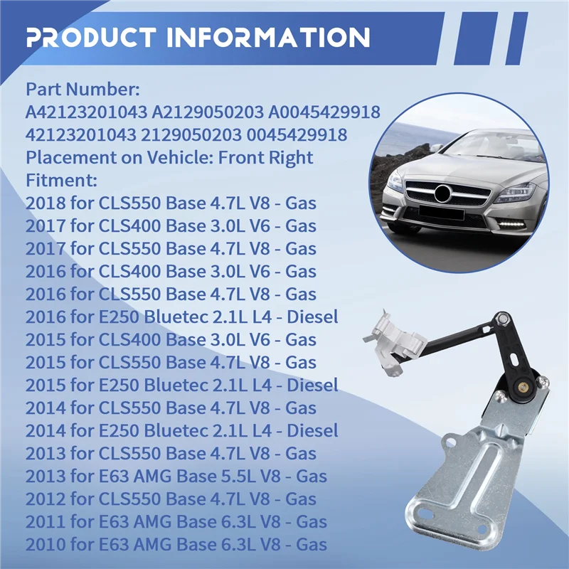 مجموعة مستشعر زاوية التوجيه الأمامية اليمنى ومستوى الارتفاع Assy لـ W212 W218 2010-2018 A42123201043 2129050203