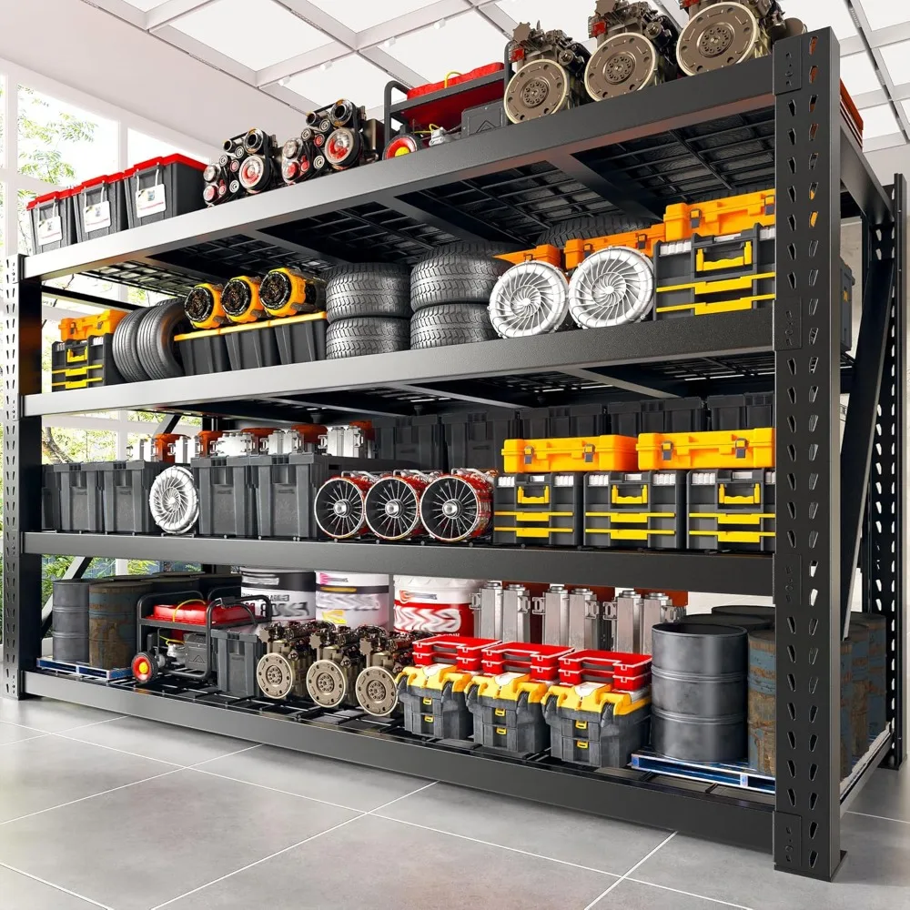 

8000LBS Storage Shelves Heavy Duty, 77 W Storage Shelving 4 Tier Adjustable Shelves, Metal Shelving Unit, Industrial Storage
