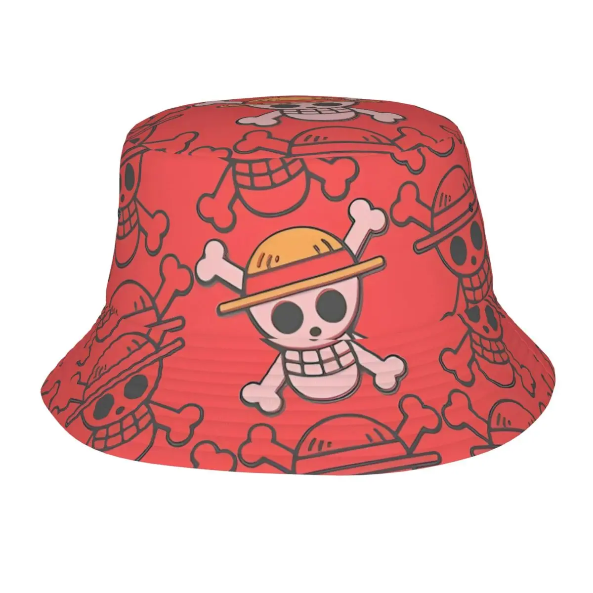 Summer Beach Vacation Getaway Headwear One Piece Pirates Skull Stuff Bucket Hat Unique Unisex Sun Hat Bob Fisherman Hat Camping