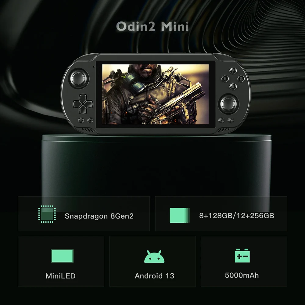 New AYN Odin 2 Mini Handheld Handheld Game Console Odin2mini LED 5 Inch Touch Screen 5000 mAh Android 13 System 8gen2WiFi