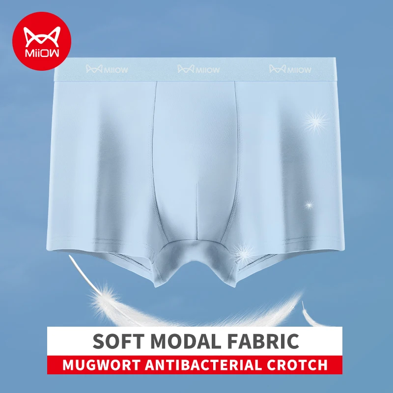 

MiiOW 3Pcs Skin-friendly Modal Men Underwear Boxers 7A Antibacterial Crotch Men's Panties Soft Breathable Mens Underpants Boxers