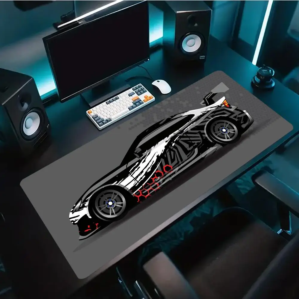 Racing Sports Car Extended Desk Mat Non Slip Rubber Stitched Edge Large Mousepad for Laptop PC Office Desktop Gaming Spot