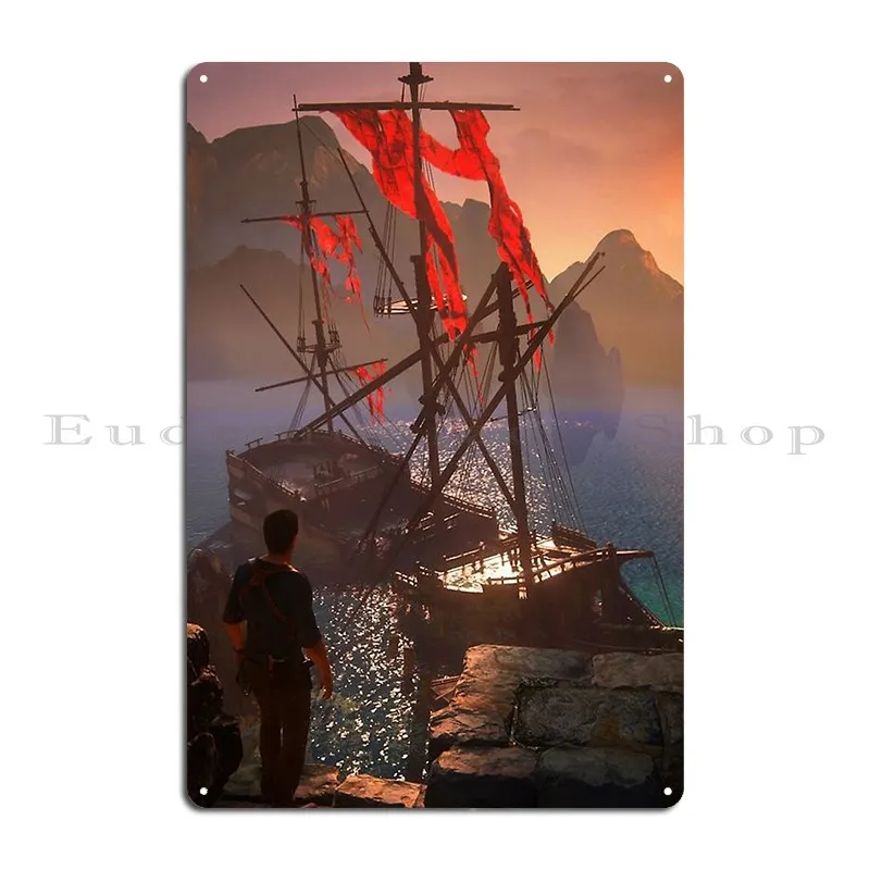 Uncharted 4 Metal Plaque Poster Bar Cave Wall Decor Party Print Garage Tin Sign Poster