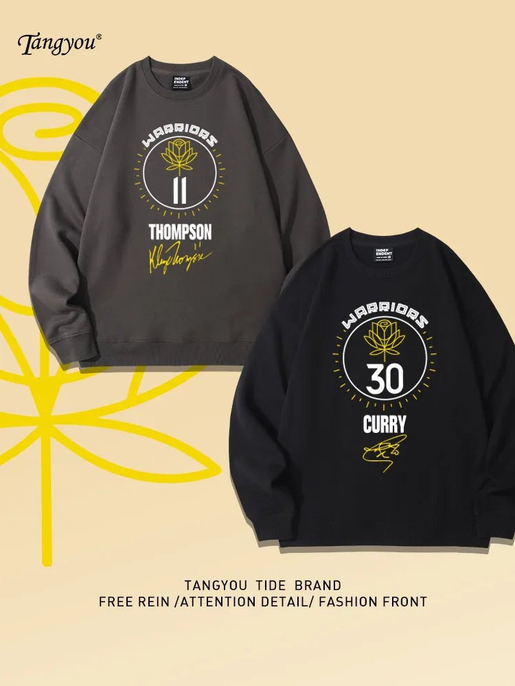 Curry Baskeall Edition 30 Number Training Suit Thson Long Sve round Ne Men's Sweatirt Spor Casual Streetwear