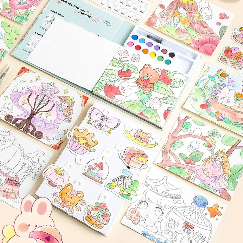 

Creative Cartoon Coloring Book Multicolor with Solid Pigment Doodles Book Early Childhood Education Graffiti Art Book Toy