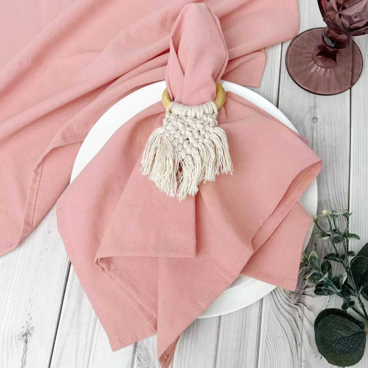 10pcs 40x40cm Napkins 100% Cotton Dinner Napkins Pink Rustic Table Napkins For Wedding Party Baby Shower Christmas Table Decor