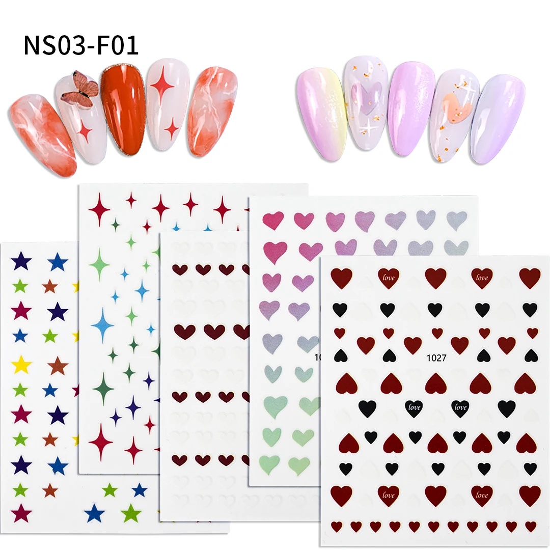 

Stars and Heart Love 3d Engraved Cute Nail Sticker Art Decorations Nail Decals Design Sticker Korean Manicure Decor 2303-07