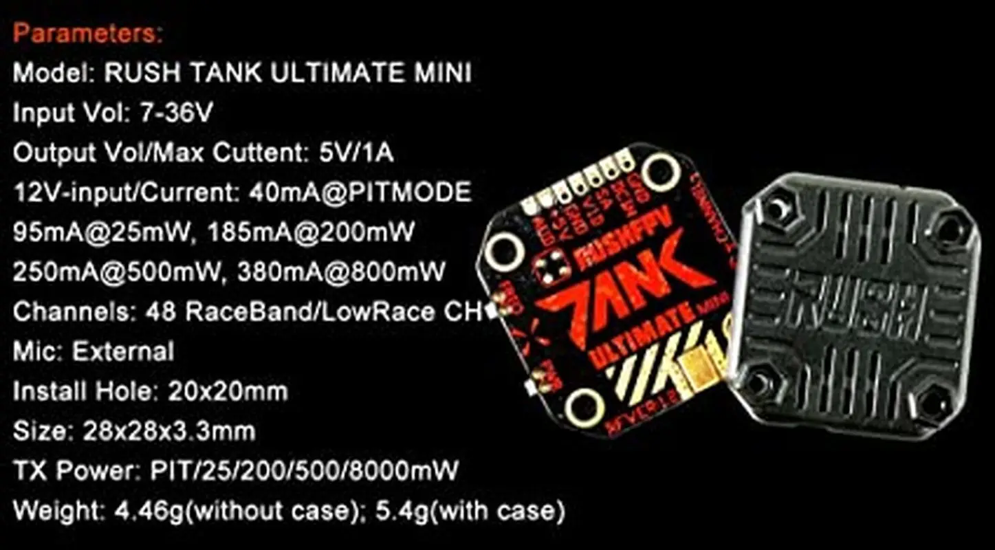 Rush precious Mini-émetteur vidéo FPV, VTX, 5.8GHz, 48CH, 0, 25, 50, 100, 200mW