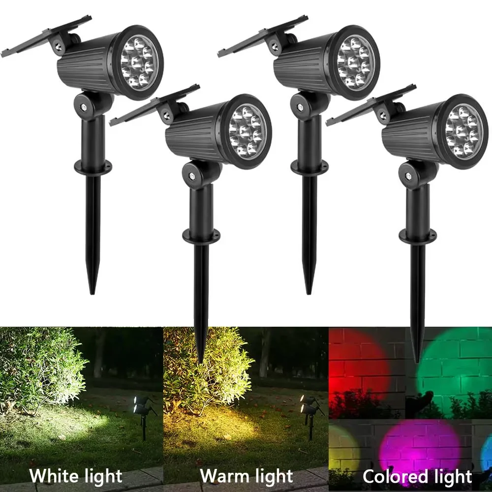 Solar LED Spotlight for Outdoor Garden Landscape Lighting Waterproof Solar Powered Spot Lights for Garden Lawn Yard Walkway