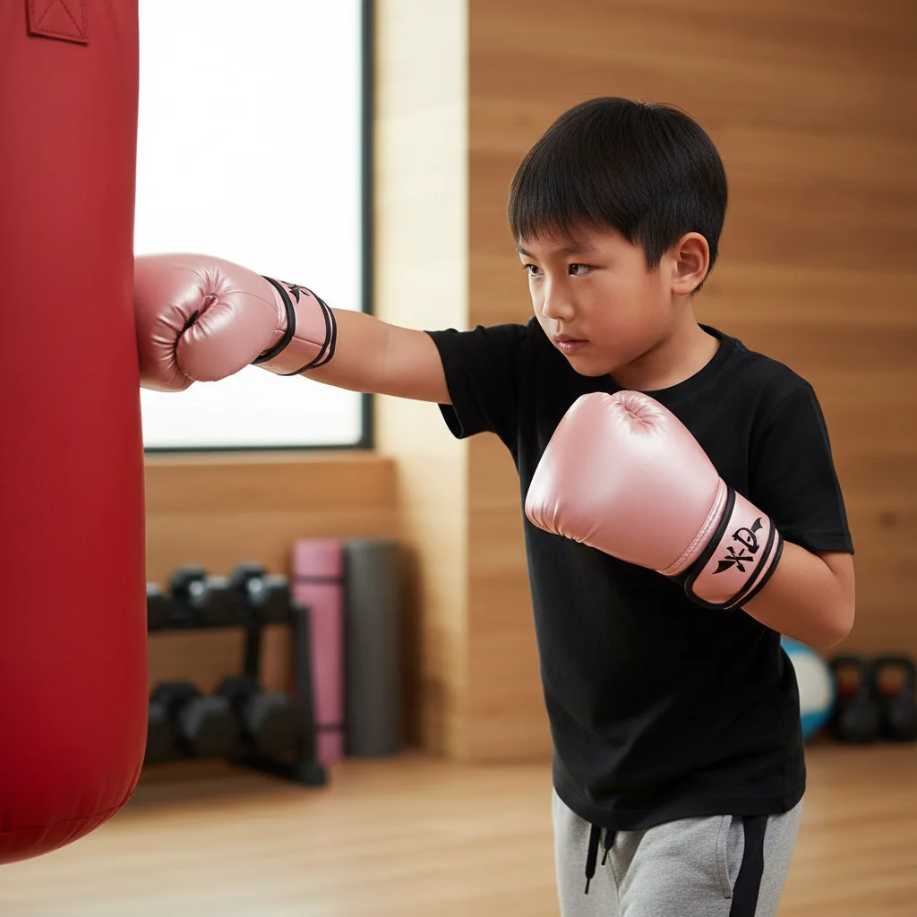 1 Pair Boxing Training Gloves Professional Synthetic Leather for Kids Martial Arts Sanda Anti Slip Durable Sport Gear