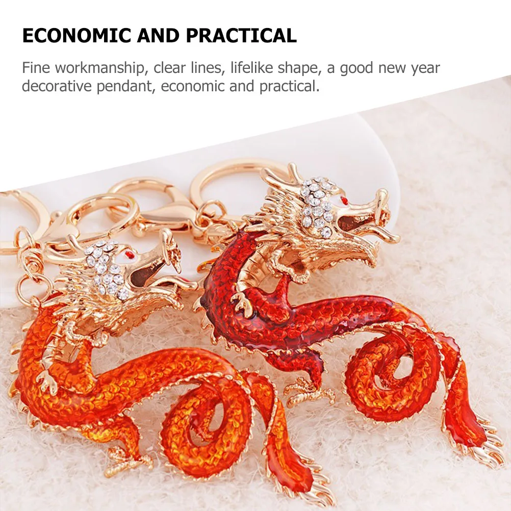 

Delicate Alloy Dragon Keychain Rhinestone Pendant Handicraft Decorative Accessory Gift