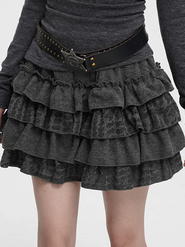 

Винтажная готическая мини-юбка в стиле стритвир для женщин, с высокой талией, в стиле Харадзюку, облегающая, с оборками, в стиле бального платья, ретро, американская, весенняя, А-силуэт