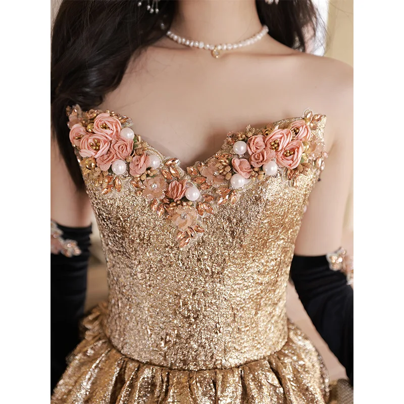 2024 New Elegant Evening Dress Off The Shoulder V-neck Sequined Luxury Party Prom Dress For Banquet Vestido De Novia Casamento