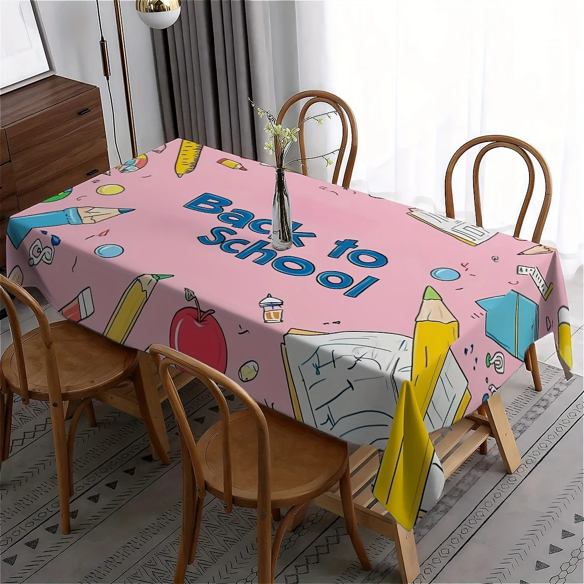One rectangular tablecloth for the back-to-school season - 55x70 inches or 60x86 inches.ZYC
