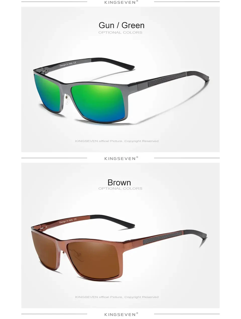 KINGSEVEN Aluminium Polarisierte Sonnenbrille Für Männer UV400 Schützen Anti-reflexion Gläser Männlich Fahren Radfahren Brillen Zubehör – Detail 8