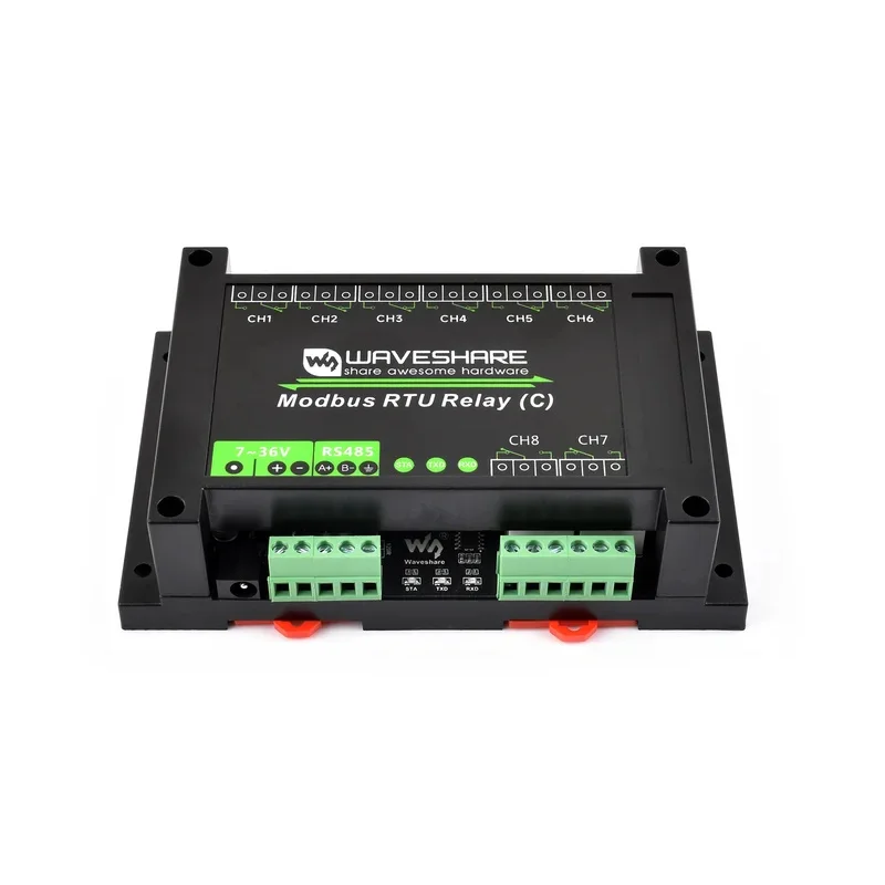 Modbus RTU 8-Latching Relay Module (C) With RS485 Interface, Multi Circuits, Rail-Mounted
