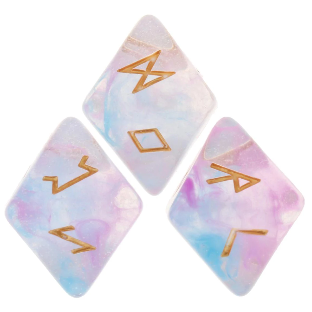 3pcs Durable Sky Rune Tarot Exquisite Divination Dice Astrology Dice Resin Polyhedral Dice Set with Pouch for Table Games Game