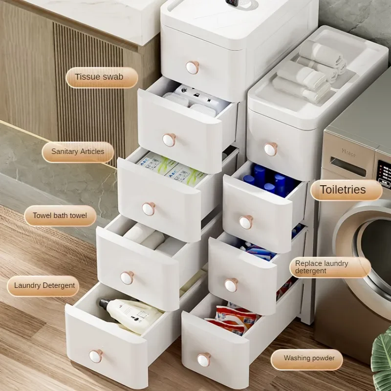 Home Kitchen Seam Storage Cabinet Drawer Style Bedroom Narrow Seam Storage Cabinet Toilet Slot Content Rack