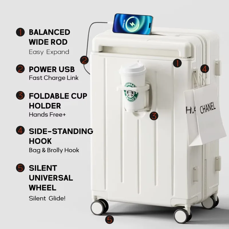 Bagage à roulettes ABS + PC, Portable, polyvalent, grande capacité, avec serrures, valise légère et Durable pour voyage