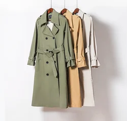 Women Double Breasted Slim Trench Coat Female Outwear Fashion