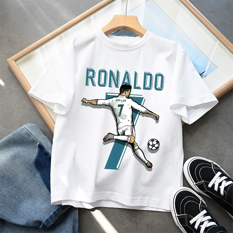 Cristiano Ronaldo Kawaii T-shirts CR7 Cartoon Graphic T-shirt Casual Sport Short Sleeves Tops Summer Clothing Birthday Gifts