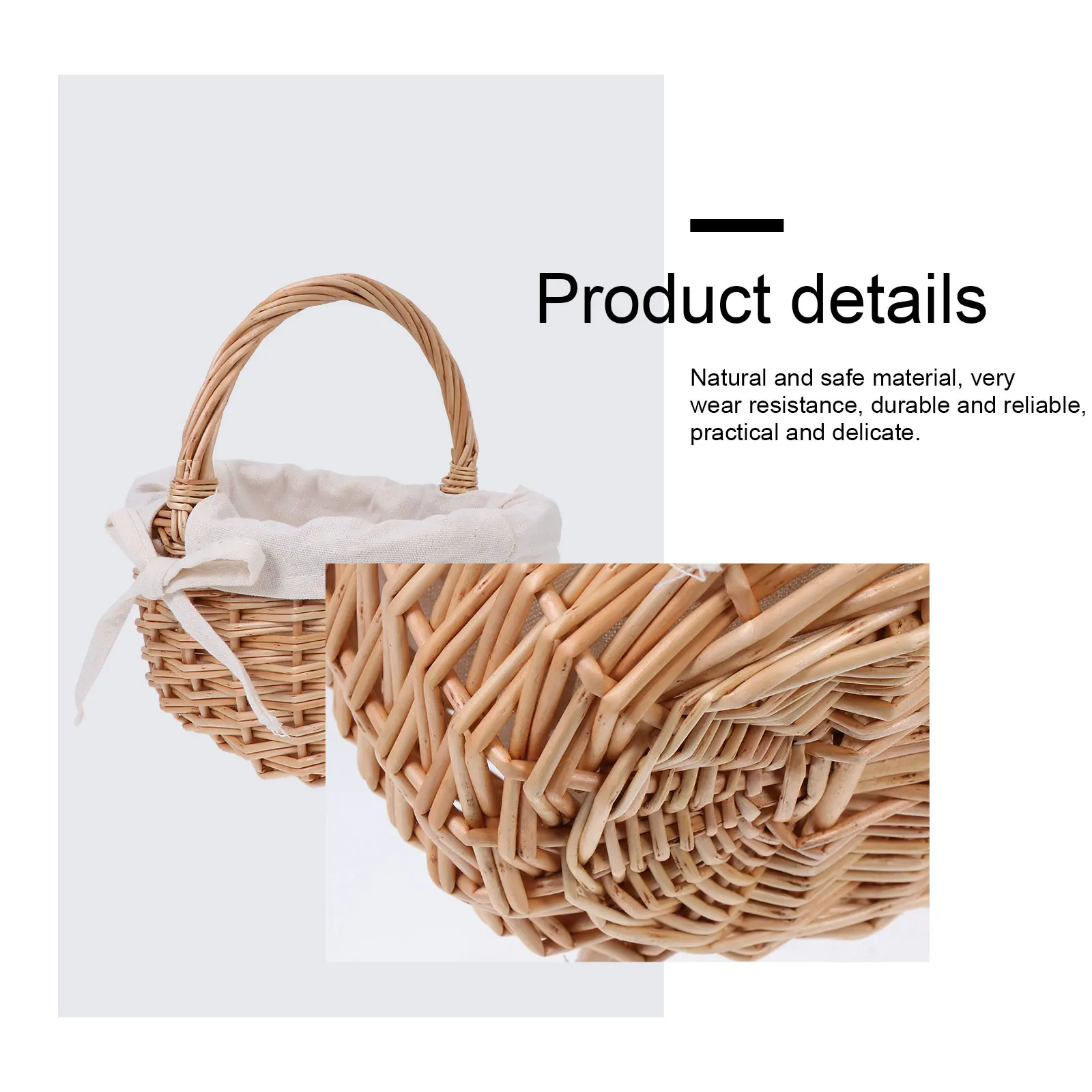 Rattan Vegetable Handheld Multi-Functional Storage Home Flower Hand Woven Fruit Basket Portable Simple Decorative Basket For