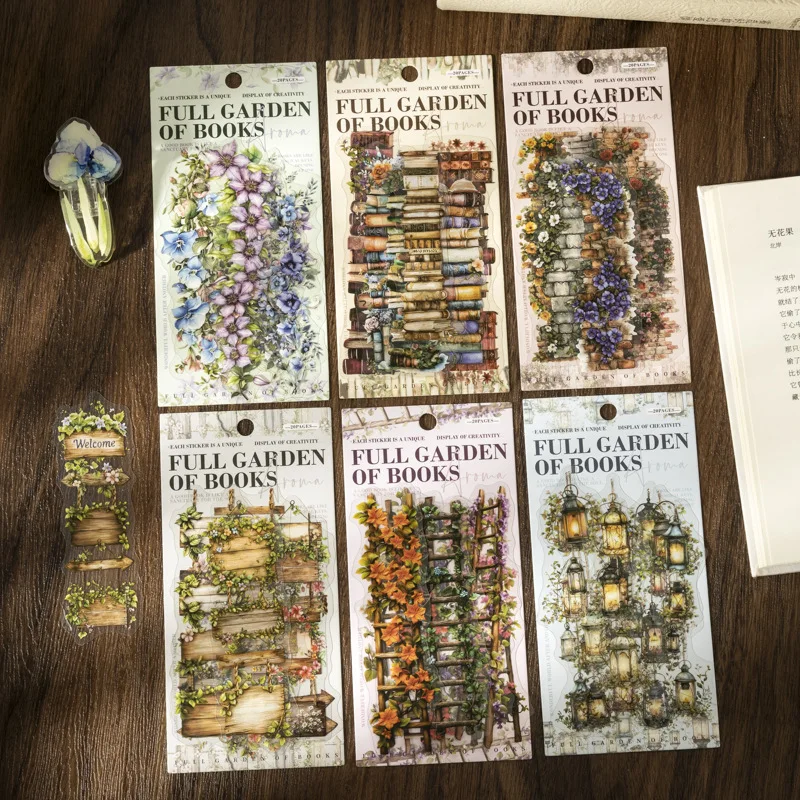 

20pcs/lot Kawaii Stationery Stickers Bookish fragrance fills the garden DIY Junk Journal Paper Planner Decorative stickers