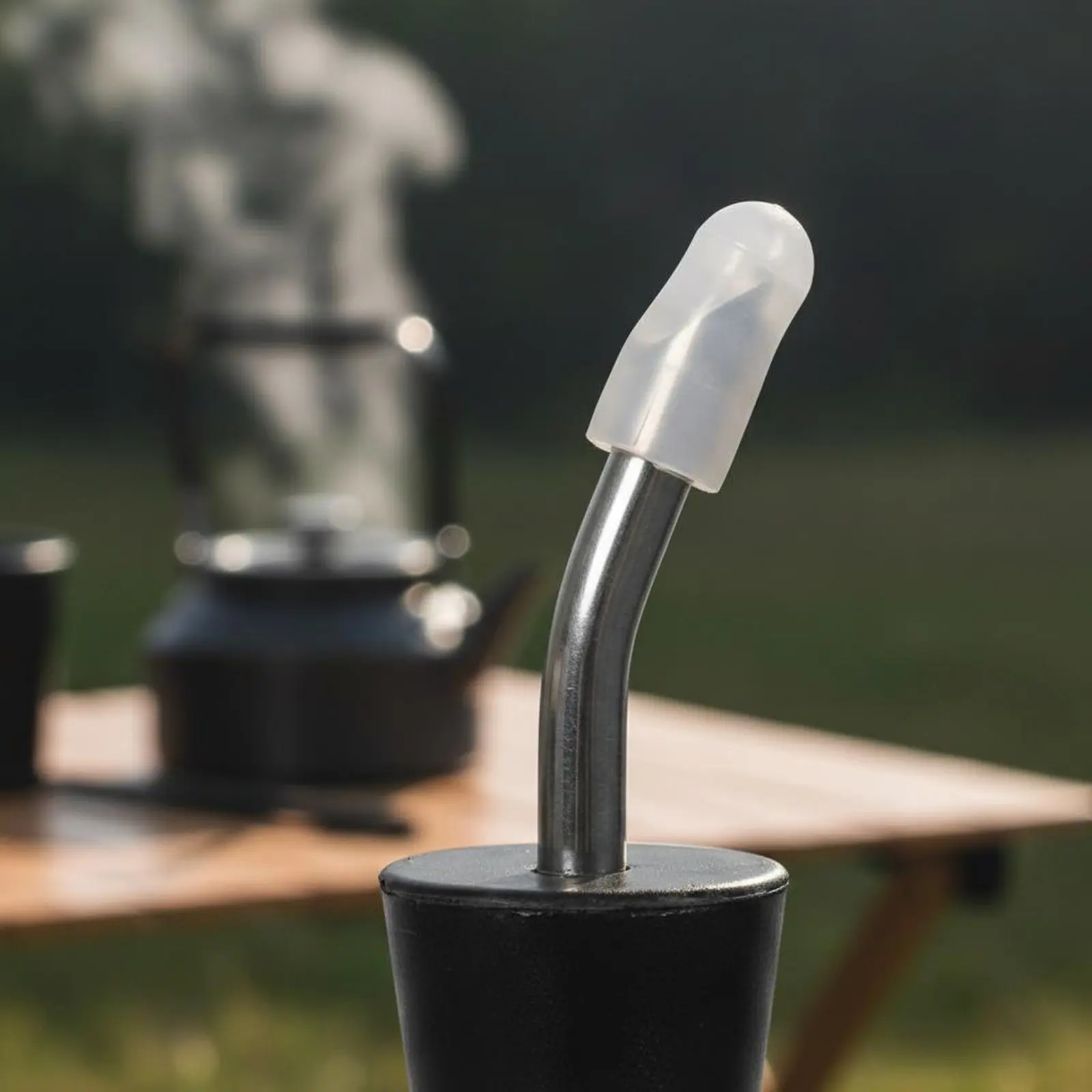 Bec verseur long et courbé pour bouilloire, en acier inoxydable portable, pour équipement de plein air, anti-fuite, ustensile de cuisine pour un versement stable