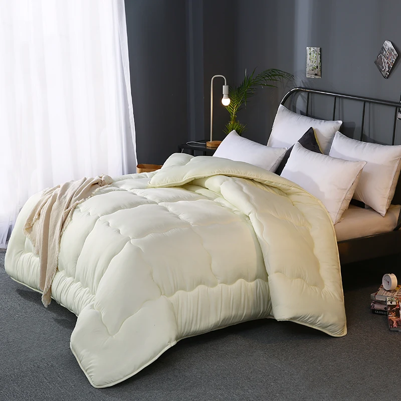 Grey thick quilted winter hotel style quilt Comforter Queen King soft winter quilt very warm220x240Quilts blanket
