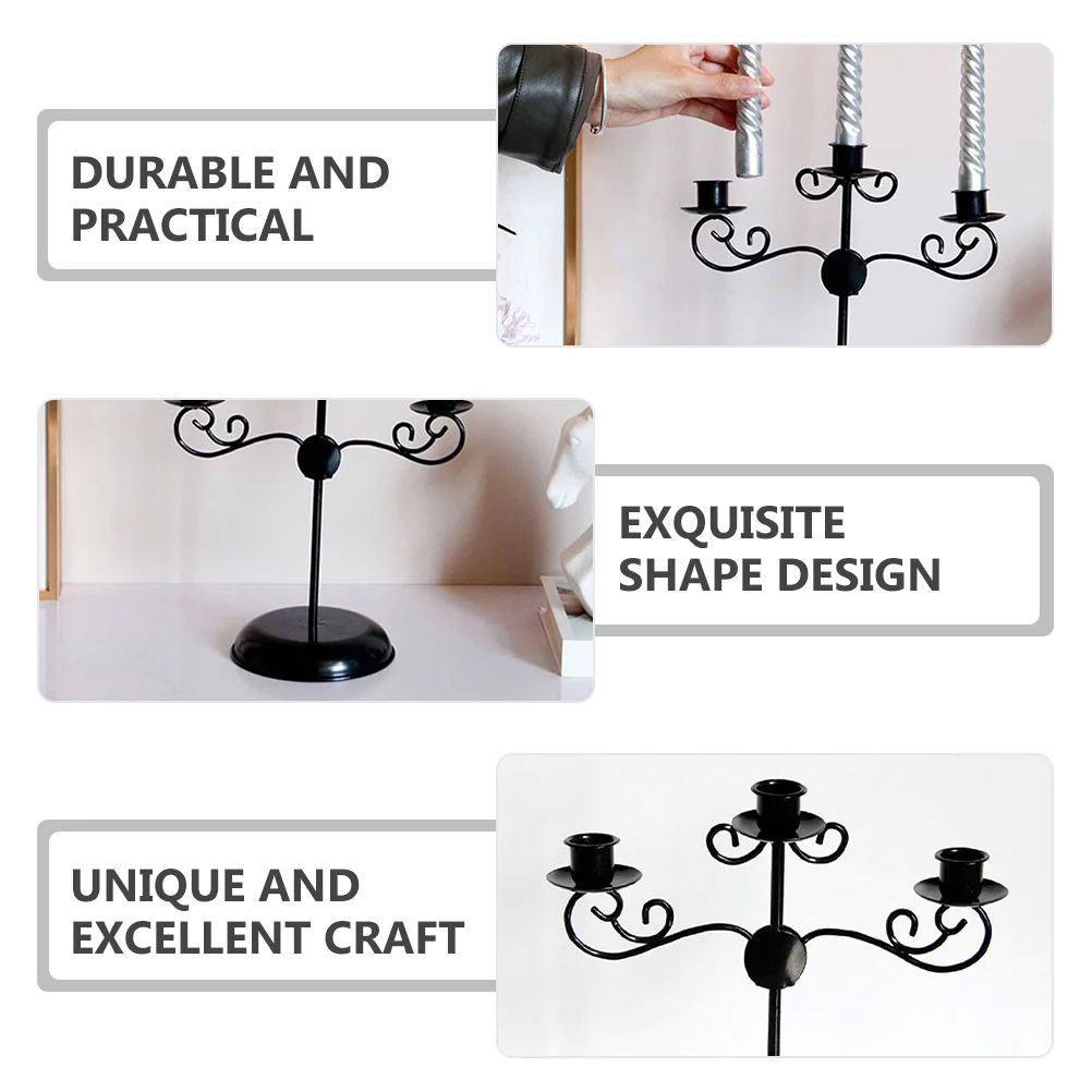 Holders Three-headed Candlestick Wedding Candelabra Ornament Black Detachable Tea Light Fireplace Lights