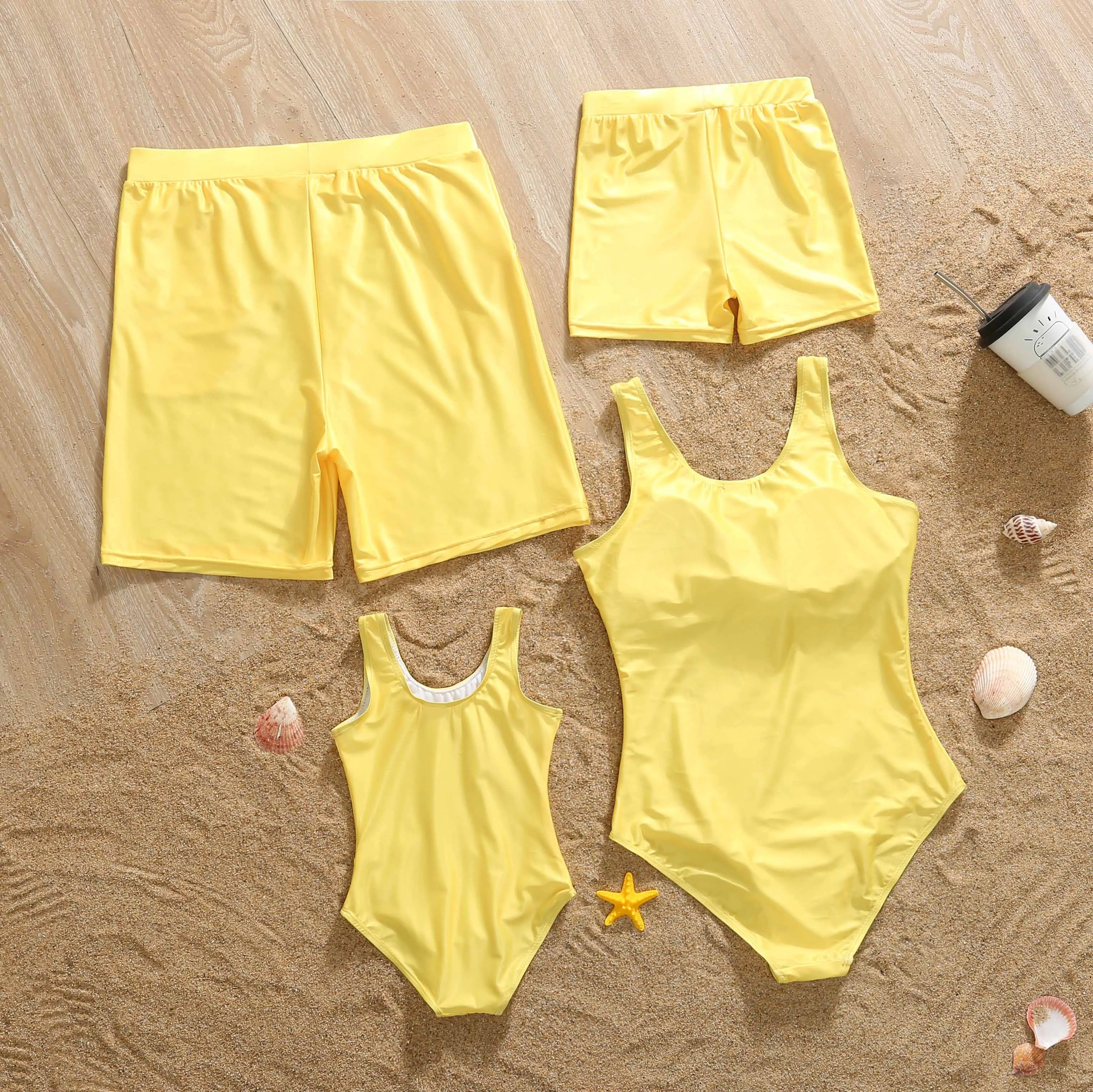 Family Matching Outfits Beachwear Letter Print Women Girls One-piece Suit Swimwear Men Boys Swim Shorts Holiday Look  Q..O