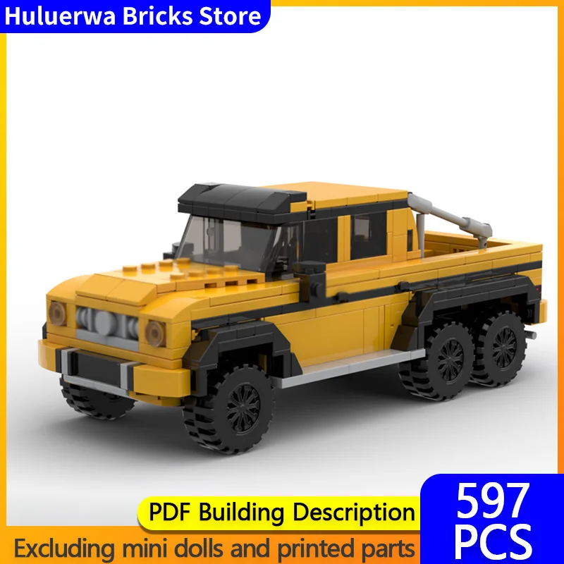 

Модель скоростного гоночного автомобиля MOC, строительные кирпичи G63, пикап, модульная технология, подарки, праздник, сборка, детские игрушки, костюм