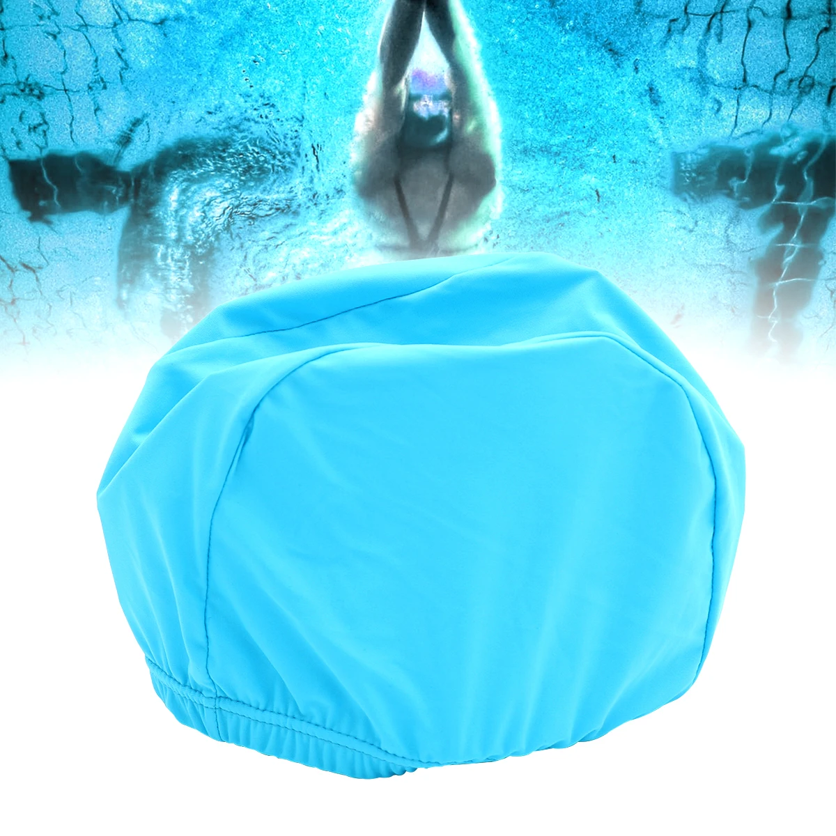 

2pcs Stretchable Polyester Swim Caps Comfortable Fit Uv Protection Quick Dry For Long Hair Adult Men Women Lake Blue