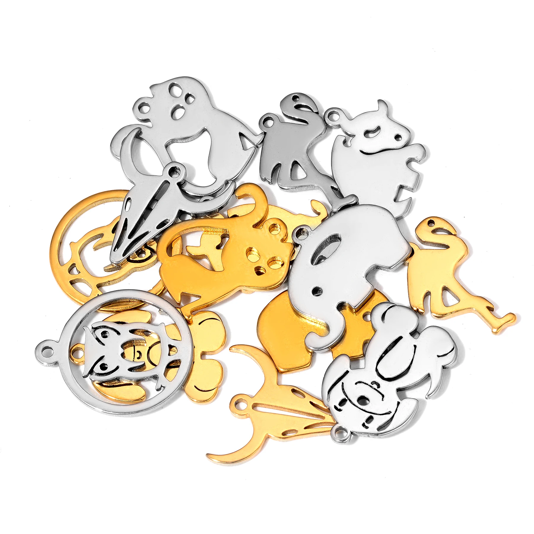 

8Pcs Owl Bird Elephant Cat Dog Charms Stainless Steel Animal Pendants DIY Handmade Bracelet Necklace Crafts Jewelry Making