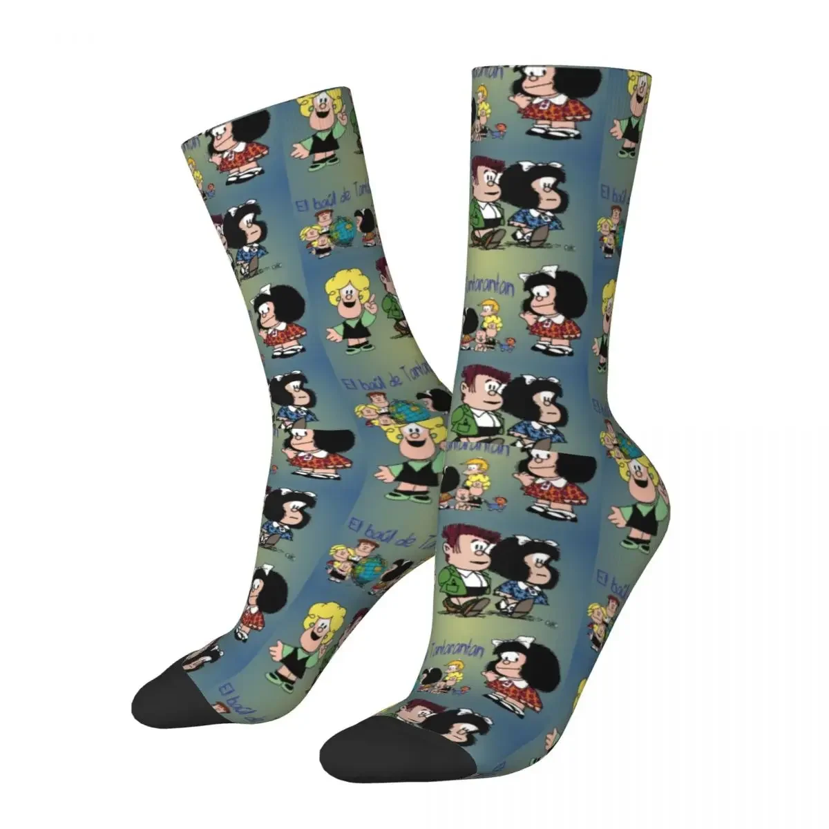 Mafalda Cartoon Pattern Socks para mulheres, aconchegantes, Quino Comics, Skate Crew, bonito, pequenos presentes