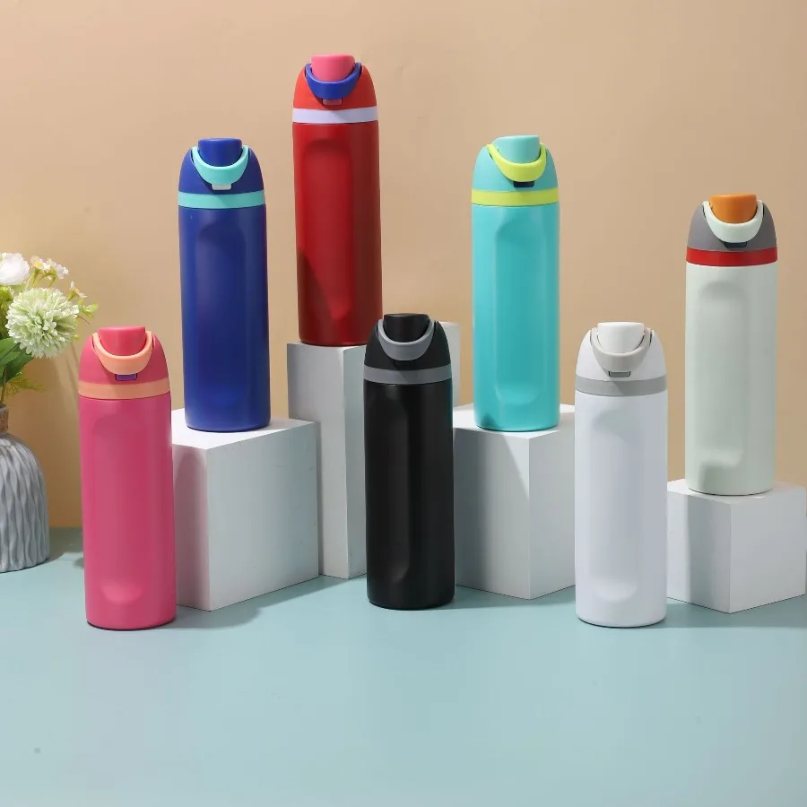 

High-quality stainless steel vacuum flask with double drinking spout and flip-top lid, large capacity, portable water bottle