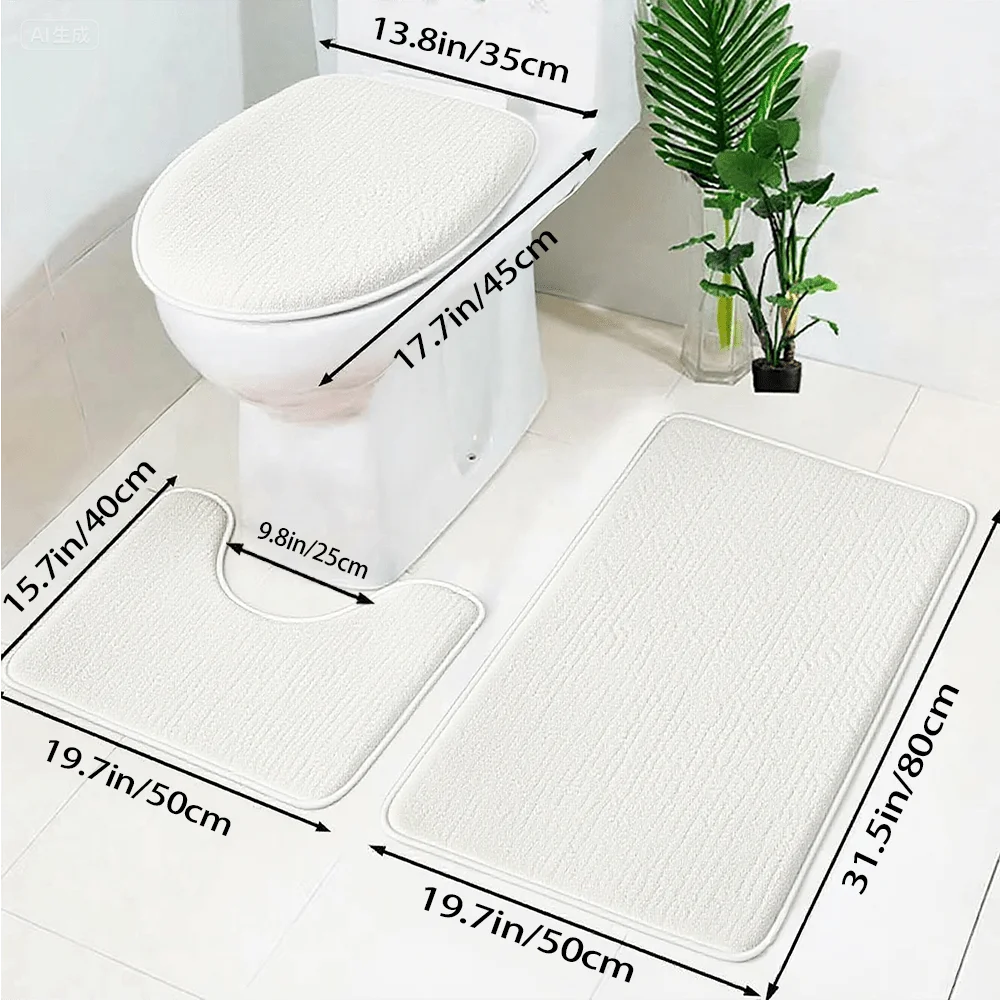 Juego de alfombrillas antideslizantes con corona de letras, cubierta para inodoro, alfombra absorbente para puerta de baño, juego de tres piezas, 3 uds.