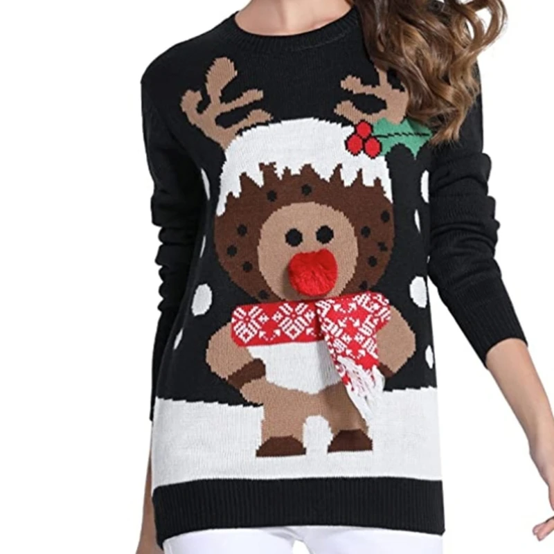 New Year Clothes Christmas Sweaters for Womens Holiday Parties Knitted Pullover Tops Simple Leisure Sweater Shirt