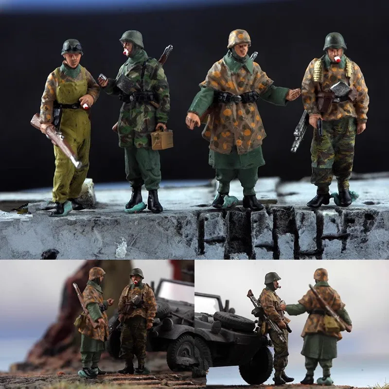 

New 1:72 Scale Model 4 Pcs Winter Battlefield March 4 Troops Inspection Team Soldiers Action Figure Scene Accessory Display Toys