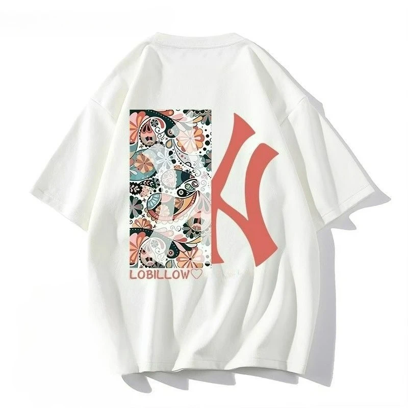 

Американская классическая простая футболка с буквенным принтом, забавная повседневная футболка из чистого хлопка с короткими рукавами, мужской и женский топ для пар