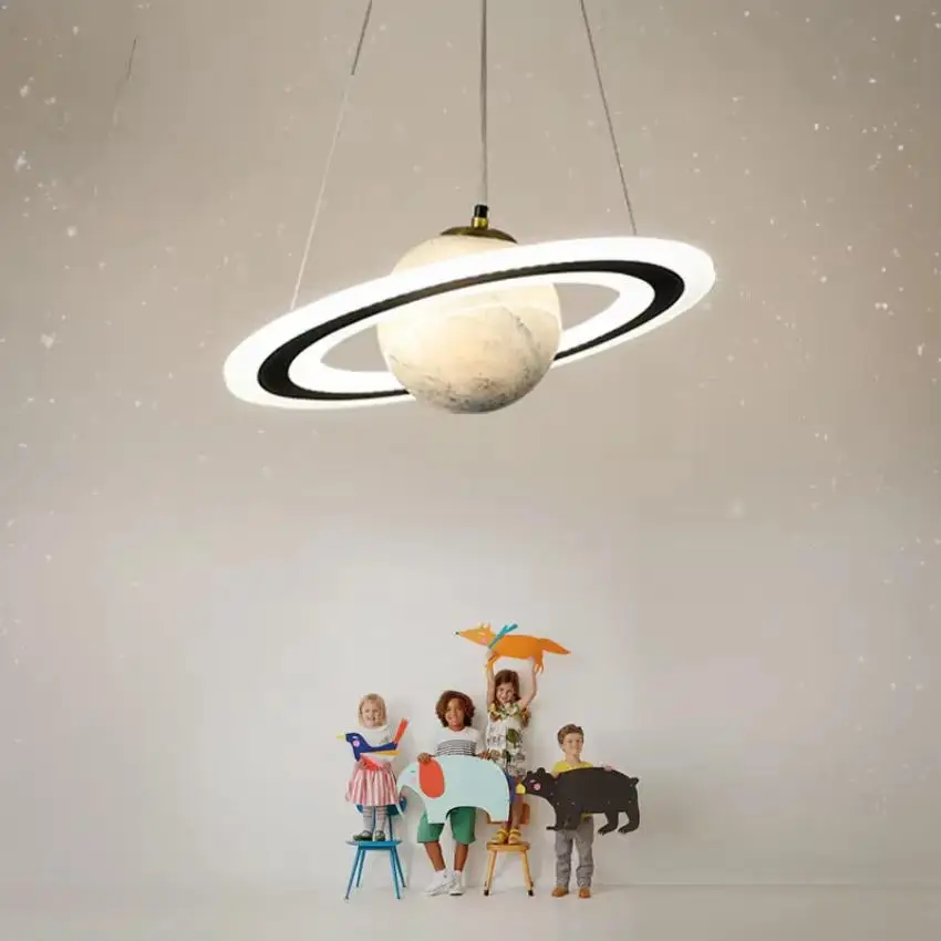

Modern Creative LED pendant light Children's Room Saturn Chandelier Bedroom Planetary Room Decoration Lighting Ceiling Light