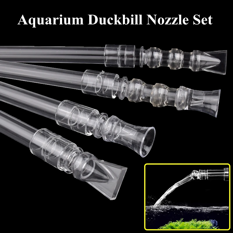 Juego de boquillas de pico de pato acrílicas transparentes 360 °   Boquilla ajustable para tanque de acuario, adaptador de flujo de agua, boquilla de pulverización Tornado de trompeta