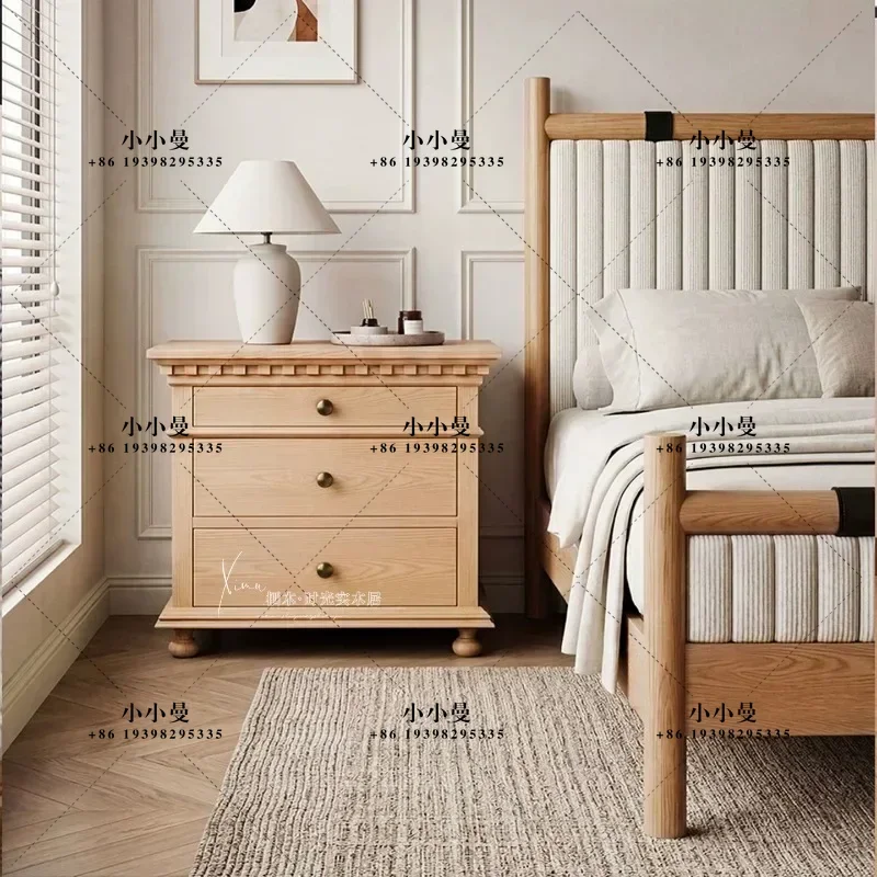 French Country Solid Wood Bedroom Master Bedroom Vintage Bedside Locker