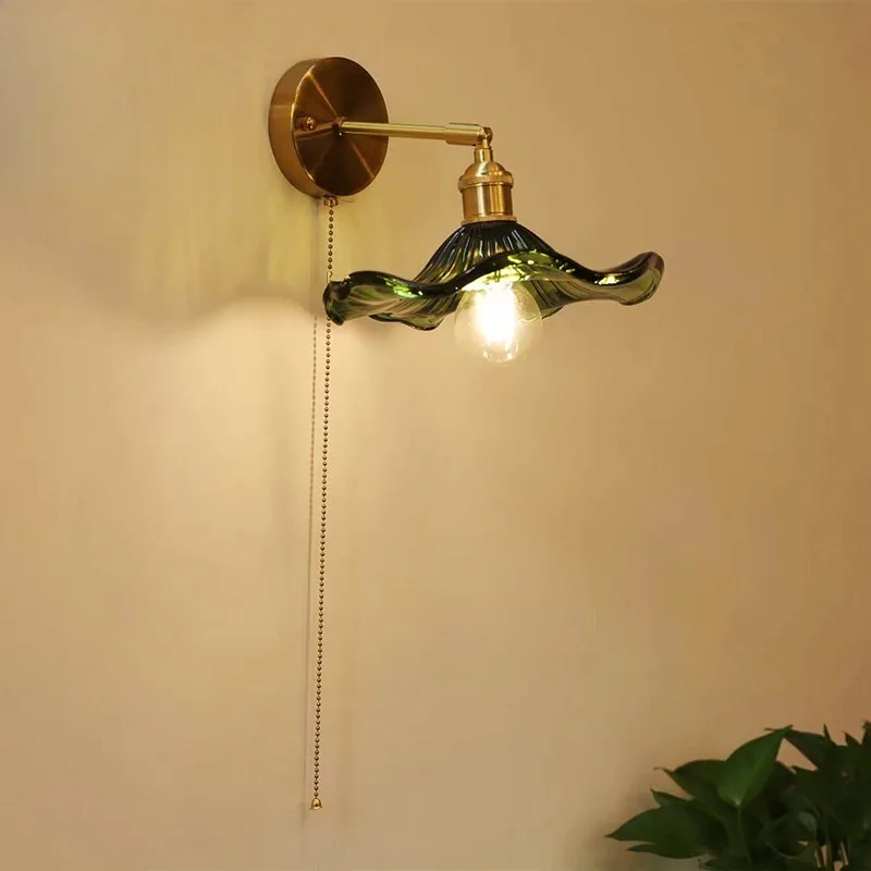 Vintage pull wire wall lamp, Nordic B & B bedside restaurant dining room coffee c